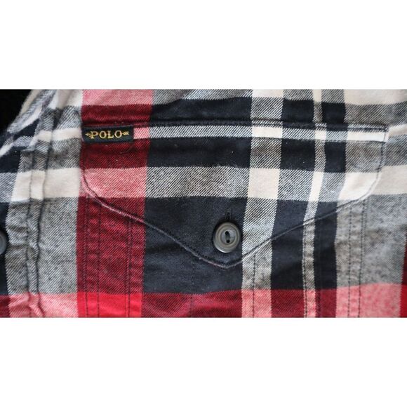 Polo Ralph Lauren Mens Sz M Multi Plaid Sherpa Fleece Lined Flannel Shacket $228 - Picture 9 of 14